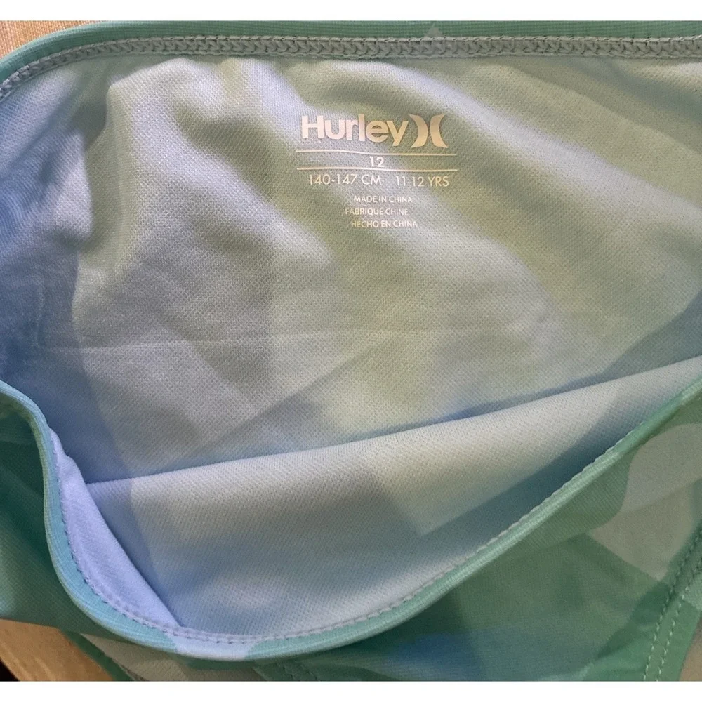 Hurley 2-piece Girls Size 12 Swim Set Bikini Tank Turquoise & Light Blue NWT